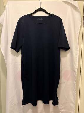 Eileen Fisher Midnight Navy Organic Cotton Stretch Jersey Short Sleeve T-Shirt D